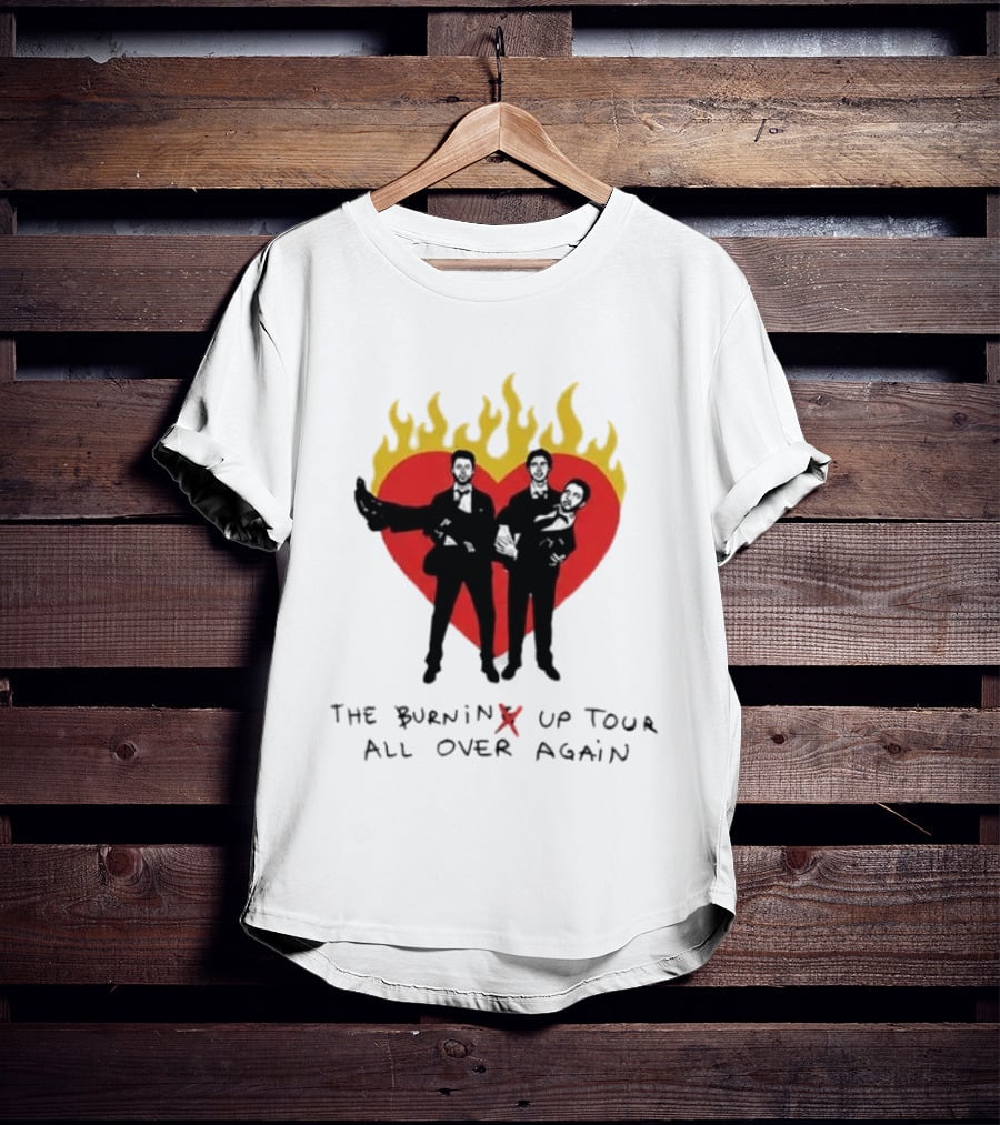 Jonas Brothers Burnin' Up Tour All Over Again Heart Flames Silhouette 2026 T-Shirt