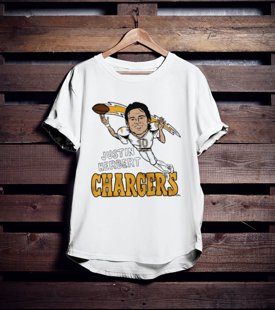 Justin Herbert Chargers Football Caricature Los Angeles T-Shirt
