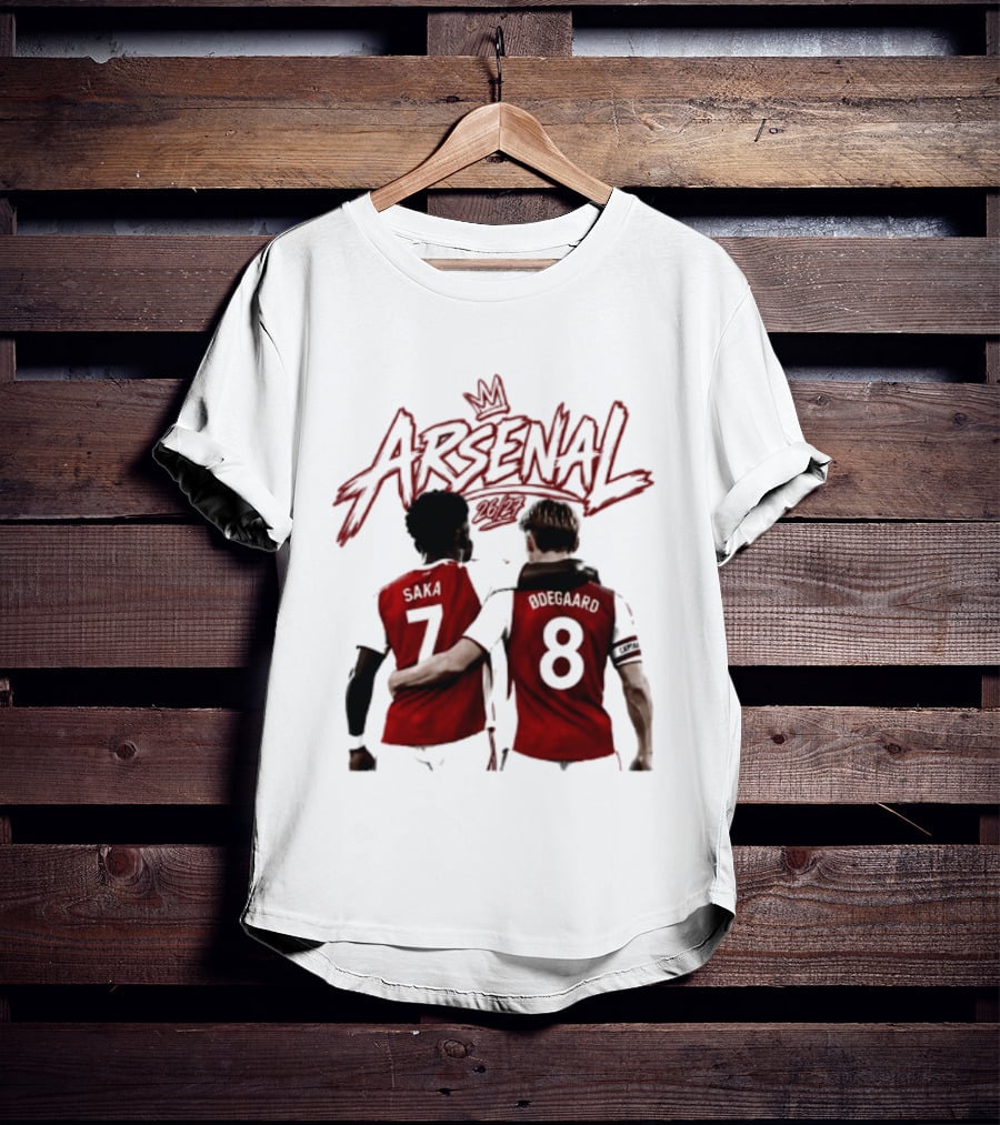 Arsenal Saka 7 Odegaard 8 Football Moment T-Shirt