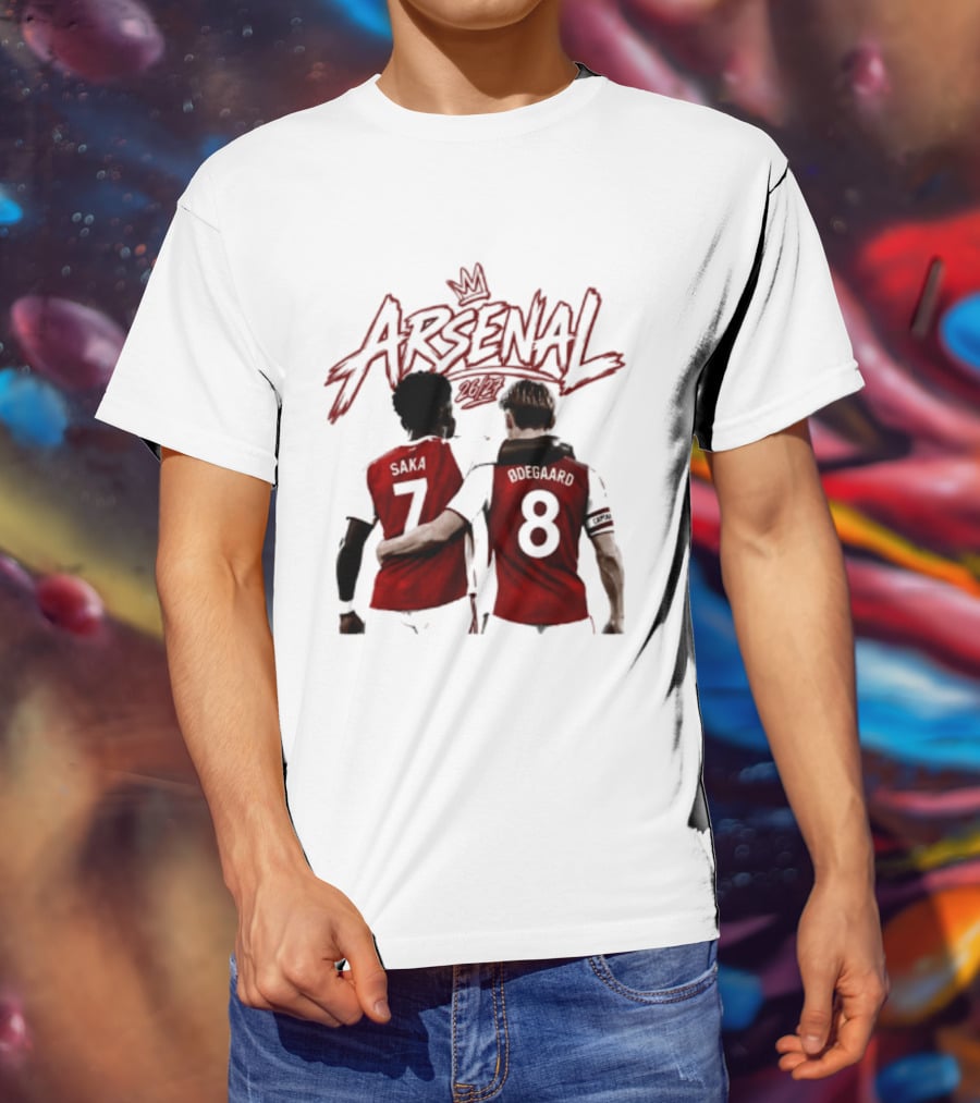 Arsenal Saka 7 Odegaard 8 Football Moment T-Shirt