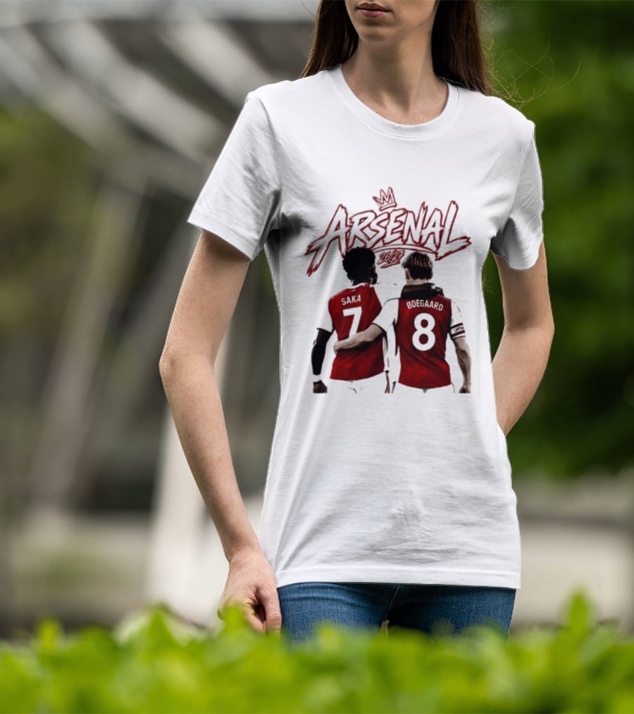 Arsenal Saka 7 Odegaard 8 Football Moment T-Shirt
