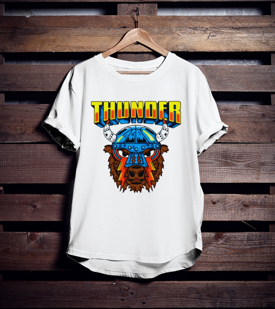 Thunder Buffalo Viking Helmet Bison Basketball T-Shirt
