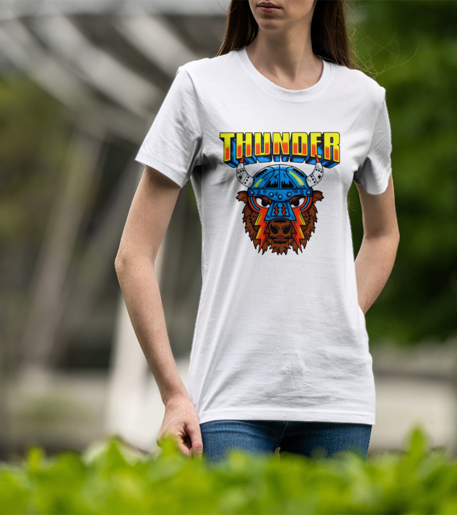 Thunder Buffalo Viking Helmet Bison Basketball T-Shirt