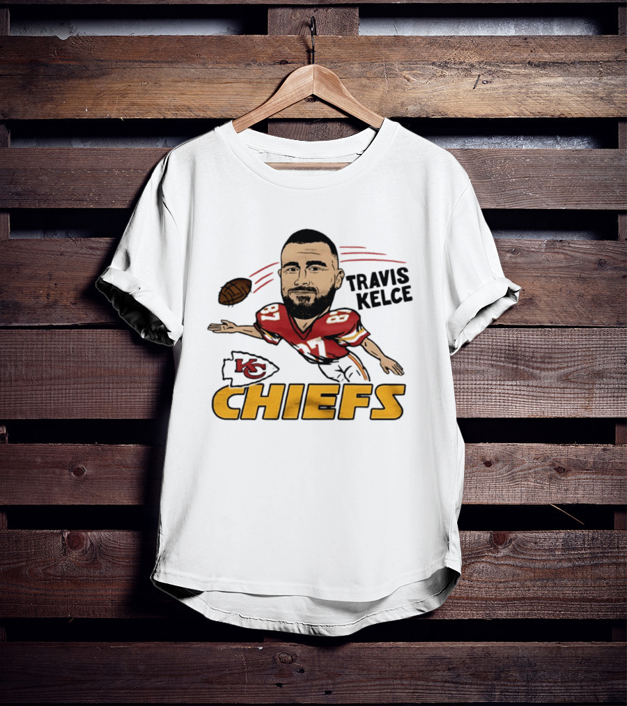 Travis Kelce Kansas City Chiefs Caricature KC Chiefs Football Player T-Shirt