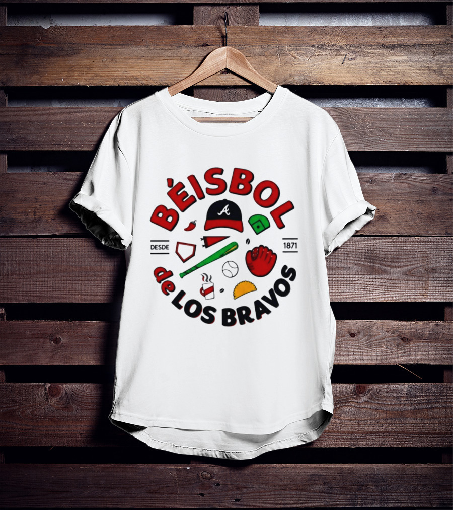 Béisbol De Los Bravos Desde 1871 Hat Bat Glove Baseball Taco Pepper Coffee T-Shirt
