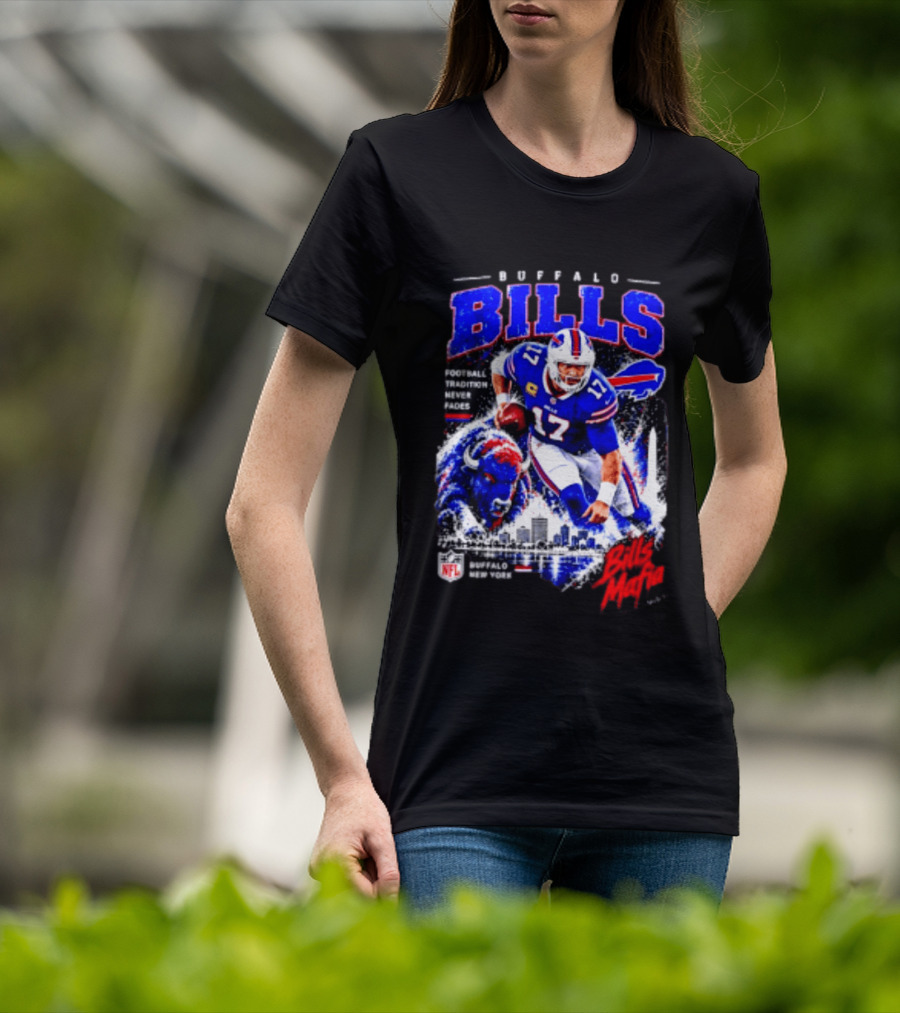 Buffalo Bills Football Tradition Never Fades Bills Mafia NFL Buffalo New York Team Skyline T-Shirt