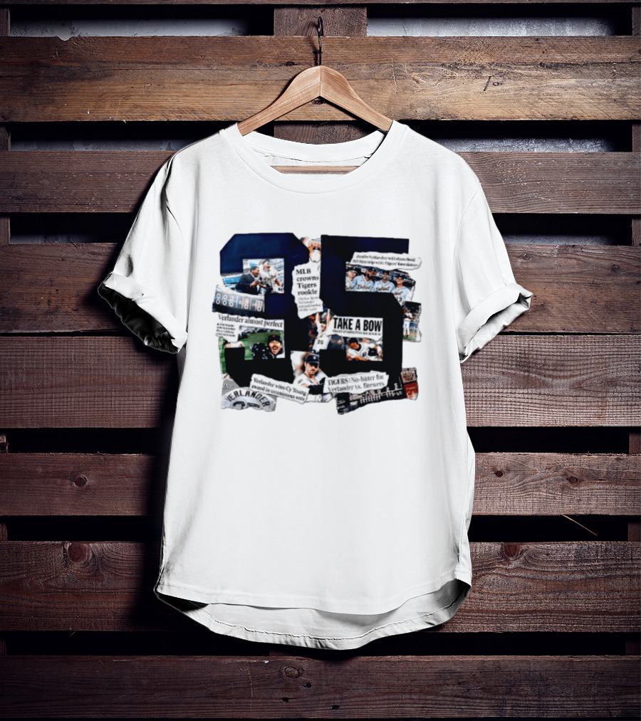 Justin Verlander MLB Crowns Tigers Rookie No Hitter Collage 35 T-Shirt