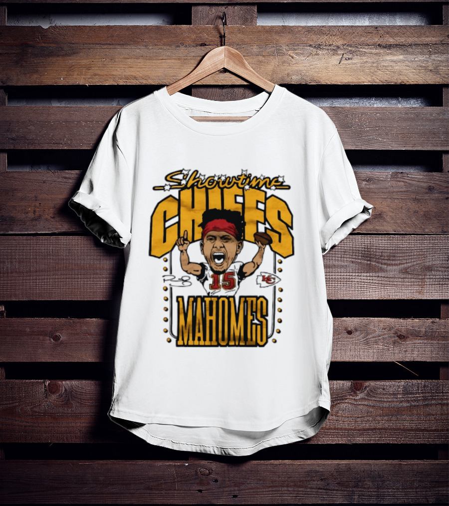 Showtime Chiefs Patrick Mahomes 15 Caricature T-Shirt