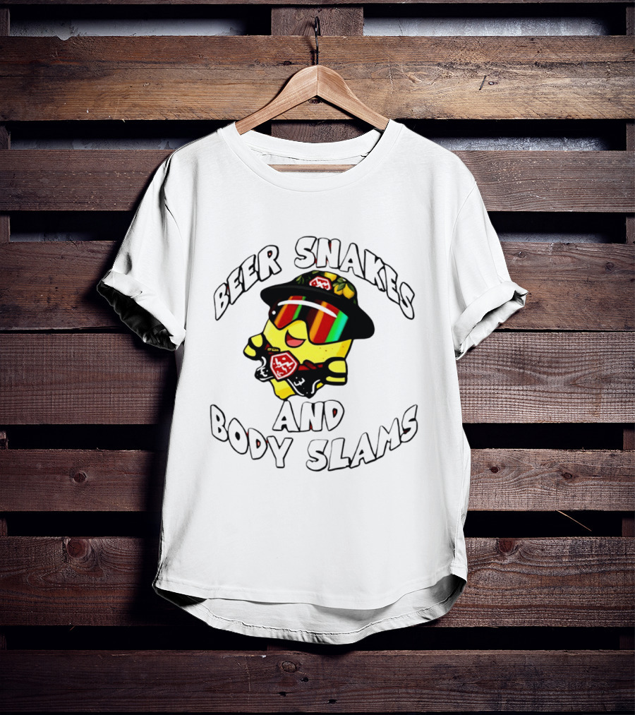 Beer Snakes And Body Slams Lemon Guy Fun Retro 90s T-Shirt