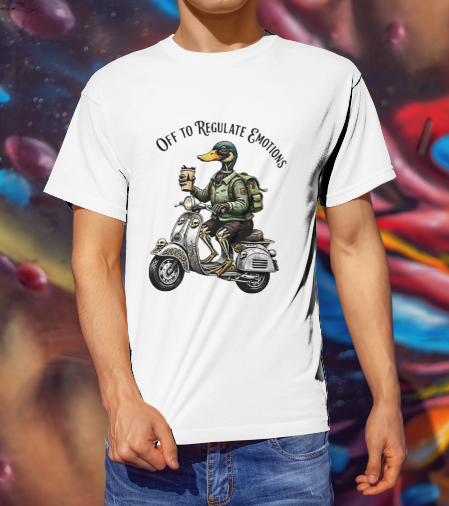 Off To Regulate Emotions Duck Scooter Coffee Adventure T-Shirt