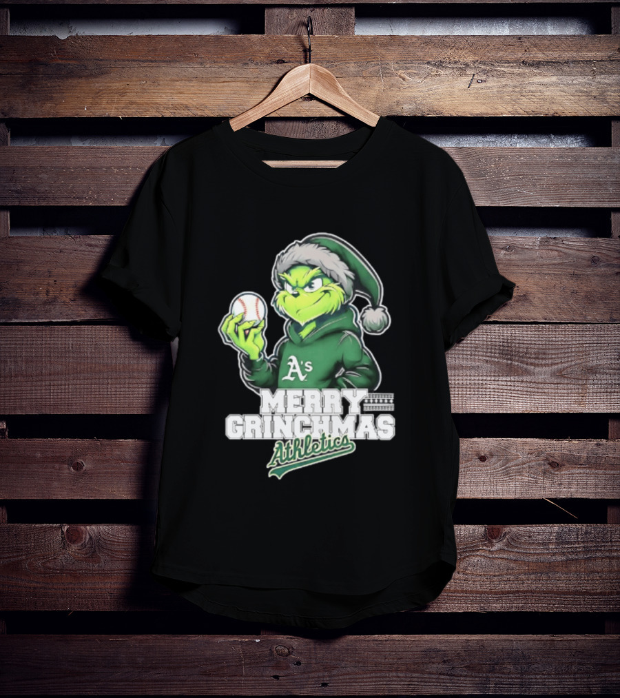 Merry Grinchmas Athletics Baseball Christmas 2026 T-Shirt