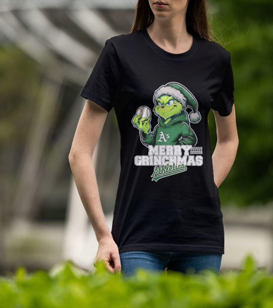 Merry Grinchmas Athletics Baseball Christmas 2026 T-Shirt