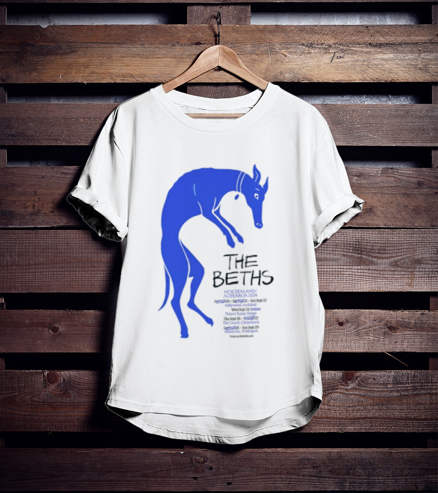 The Beths New Zealand Aotearoa 2024 Tour Blue Jumping Dog T-Shirt