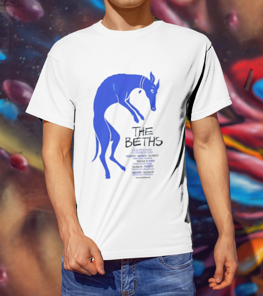 The Beths New Zealand Aotearoa 2024 Tour Blue Jumping Dog T-Shirt