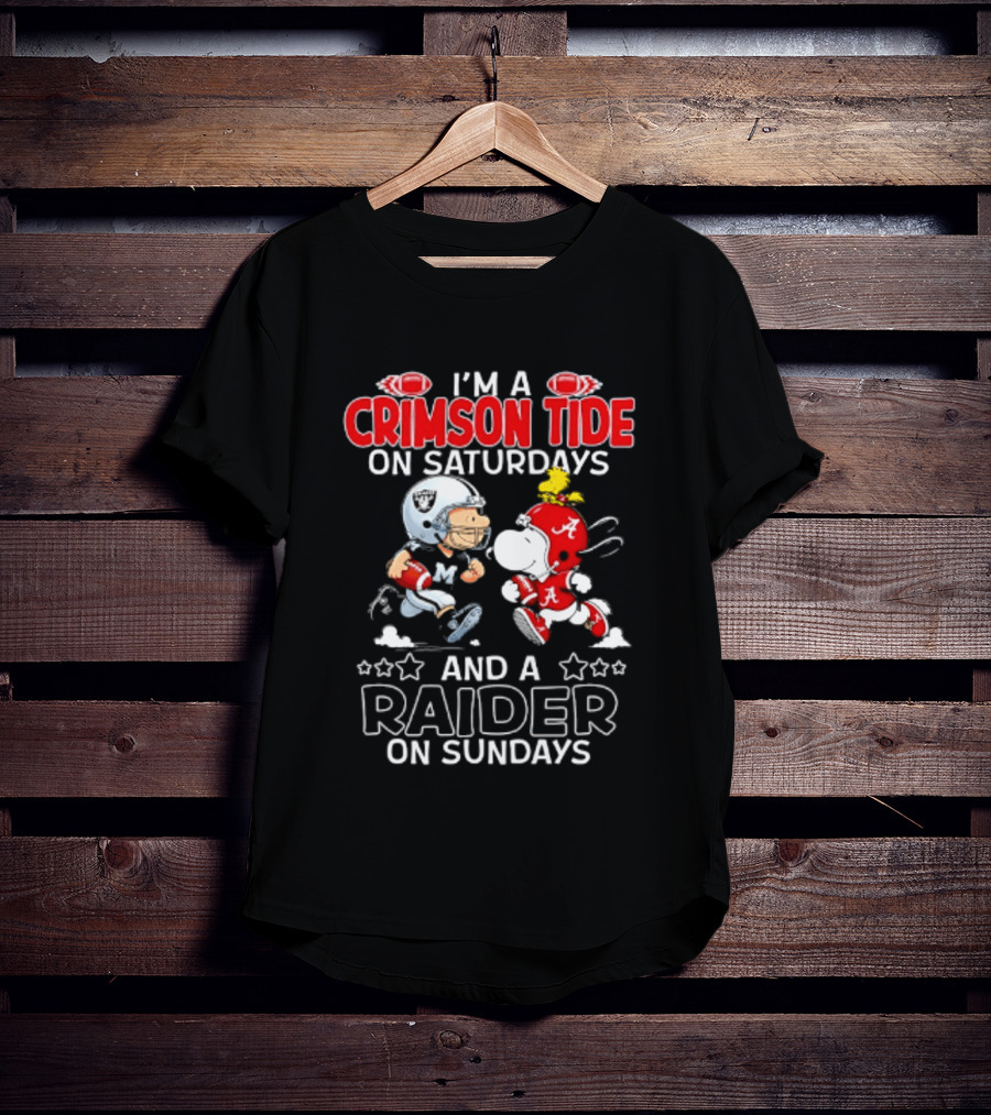 Peanuts I'm A Crimson Tide On Saturdays And A Raider On Sundays T-Shirt