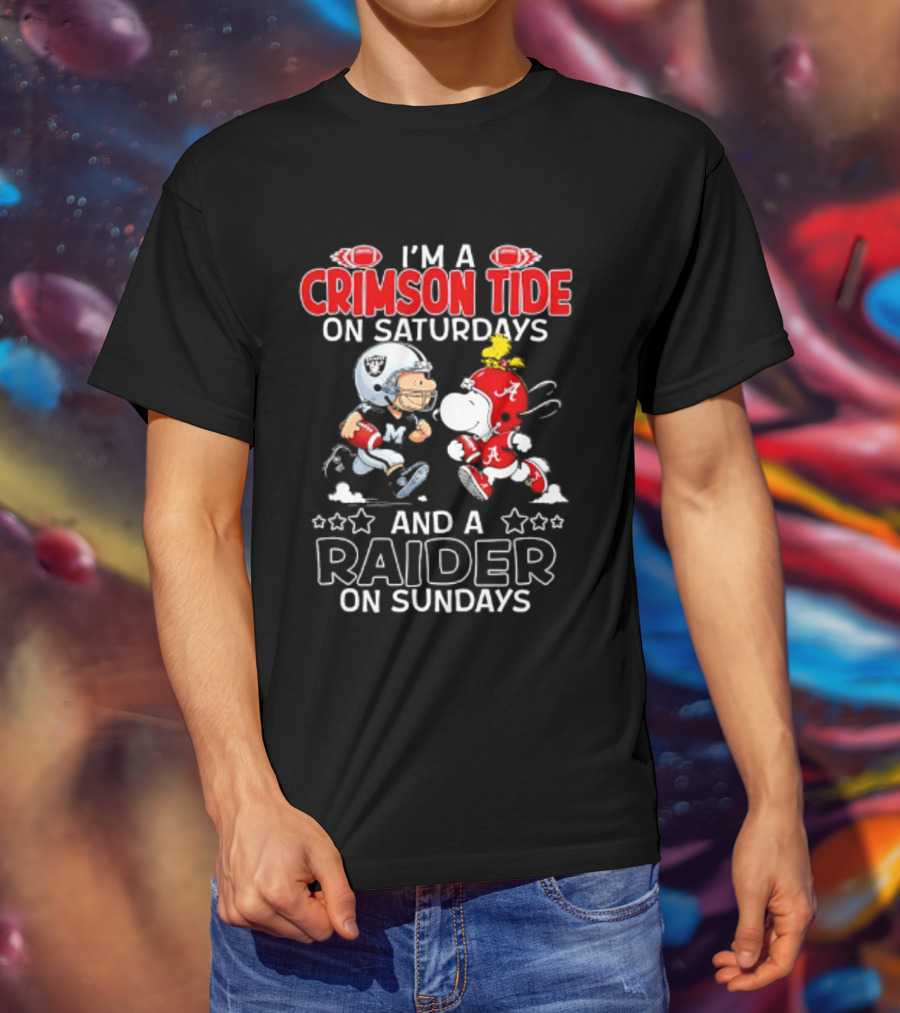 Peanuts I'm A Crimson Tide On Saturdays And A Raider On Sundays T-Shirt