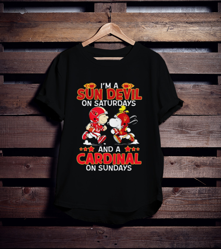 I'm A Sun Devil On Saturdays And A Cardinal On Sundays Peanuts Football Characters T-Shirt