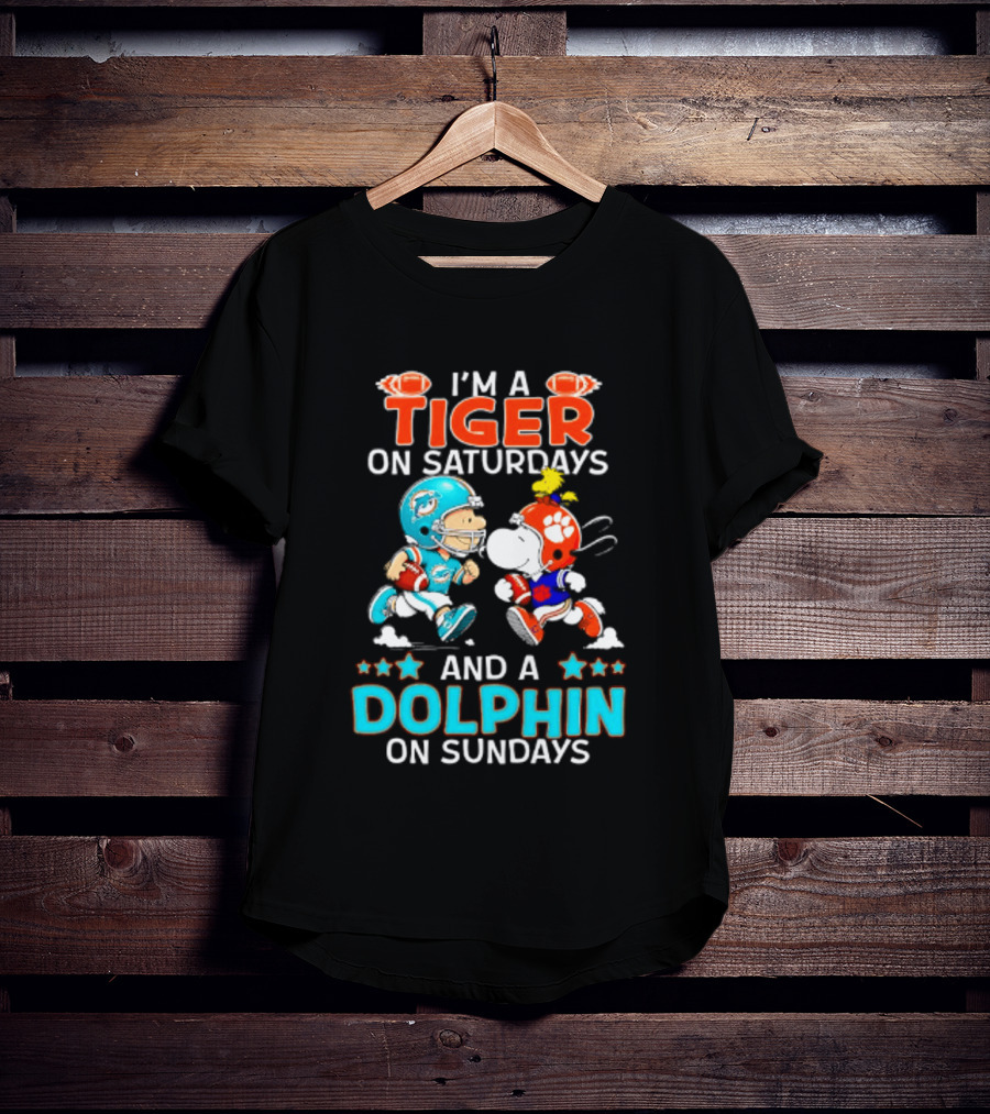 I'm A Tiger On Saturdays And A Dolphin On Sundays Peanuts Football T-Shirt