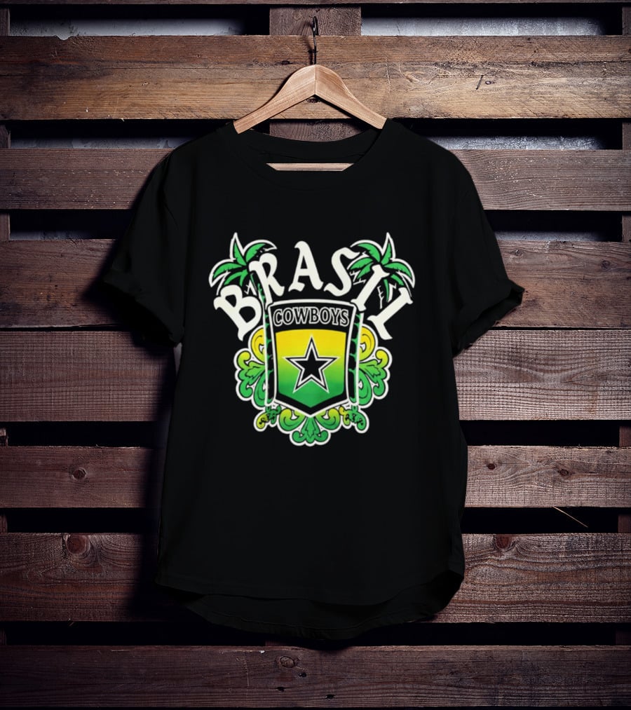 Brasil Cowboys Star Shield Palms Green Yellow T-Shirt