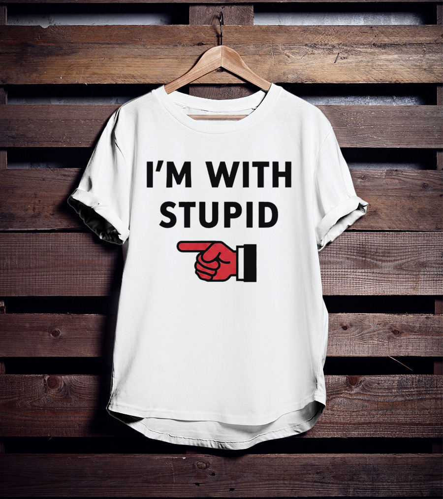 I'm With Stupid Red Pointing Finger T-Shirt