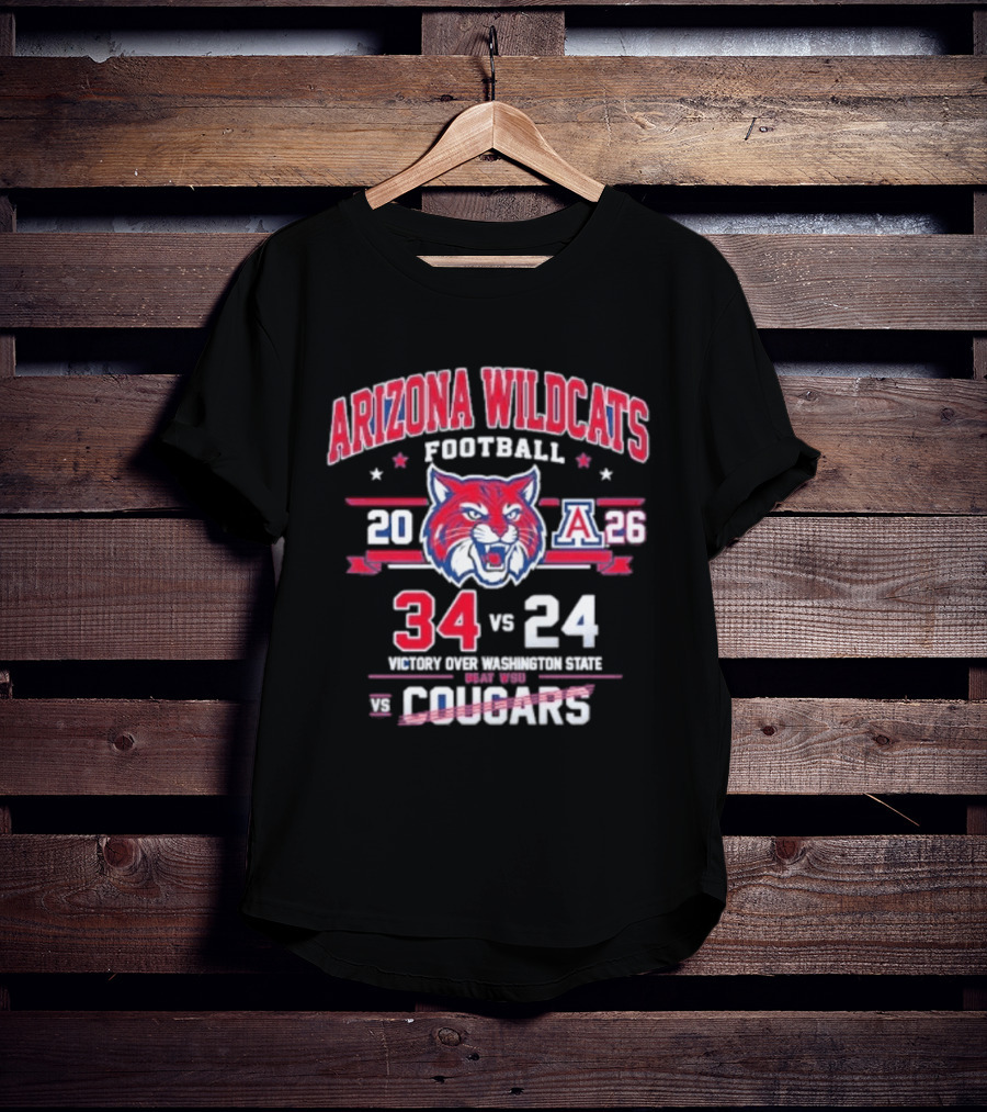 Arizona Wildcats Football 2026 Victory Over Washington State Cougars 34 24 T-Shirt