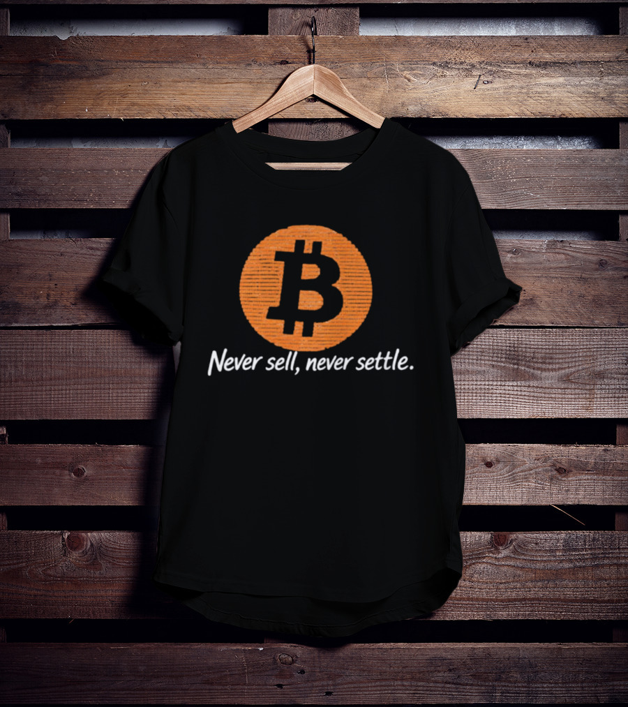 Bitcoin Never Sell Never Settle Orange B T-Shirt