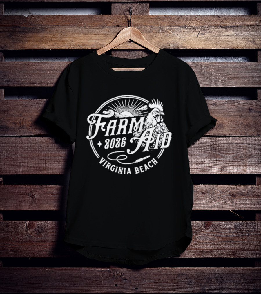 Farm Aid 2026 Virginia Beach Concert Rooster Sunburst T-Shirt