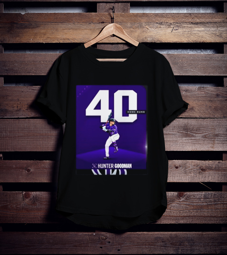 Hunter Goodman 40 Home Runs Colorado Rockies Purple T-Shirt
