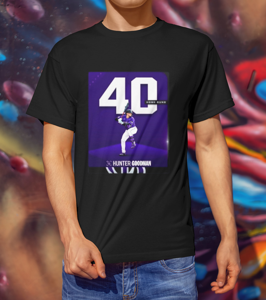 Hunter Goodman 40 Home Runs Colorado Rockies Purple T-Shirt