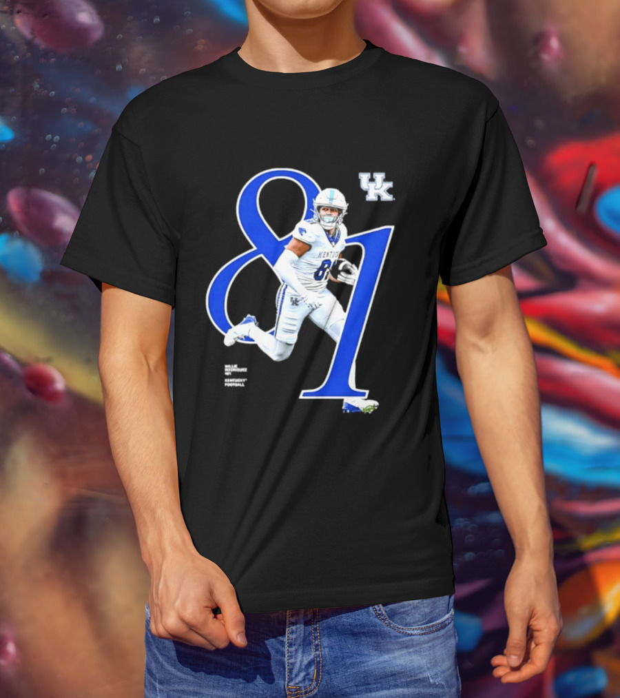 Willie Rodriguez 81 Kentucky Wildcats NCAA Football Player Number T-Shirt