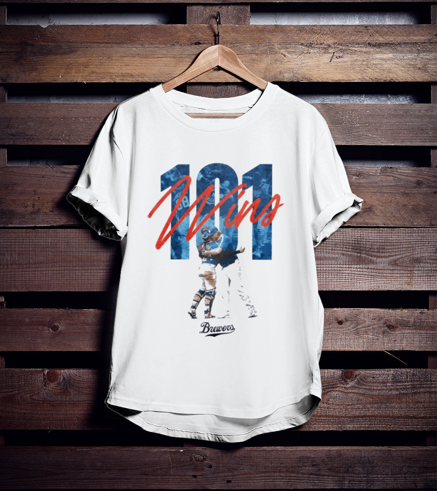Brewers 101 Wins Robert Gasser William Contreras Celebration T-Shirt