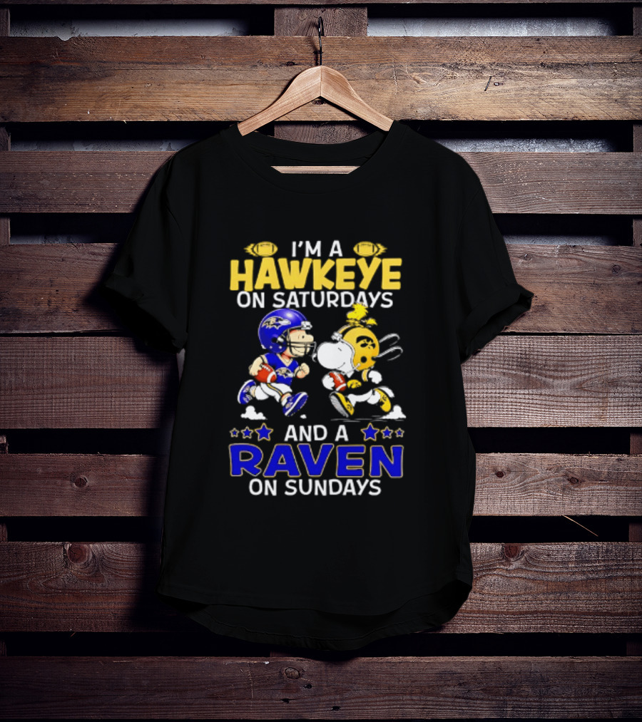 I'm A Hawkeye On Saturdays And A Raven On Sundays Peanuts Football T-Shirt