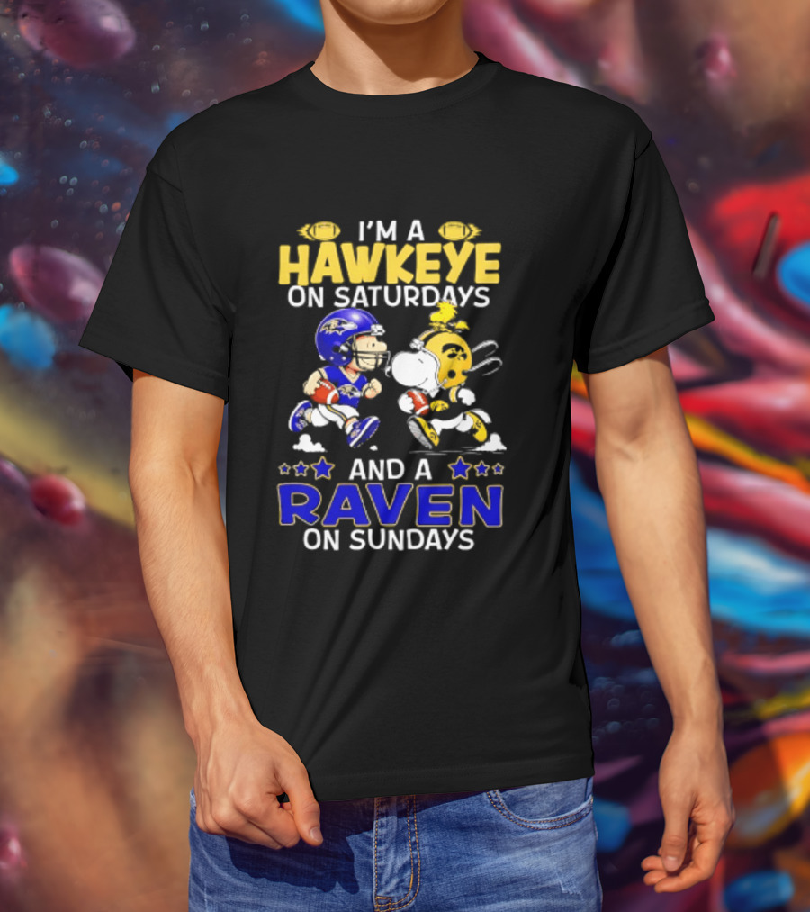 I'm A Hawkeye On Saturdays And A Raven On Sundays Peanuts Football T-Shirt