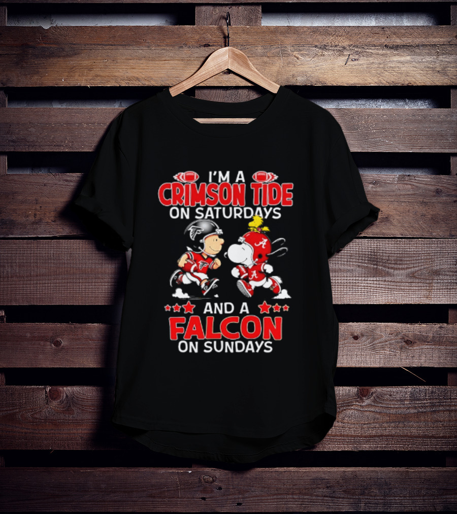 Peanuts I'm A Crimson Tide On Saturdays And A Falcon On Sundays Football Fans T-Shirt