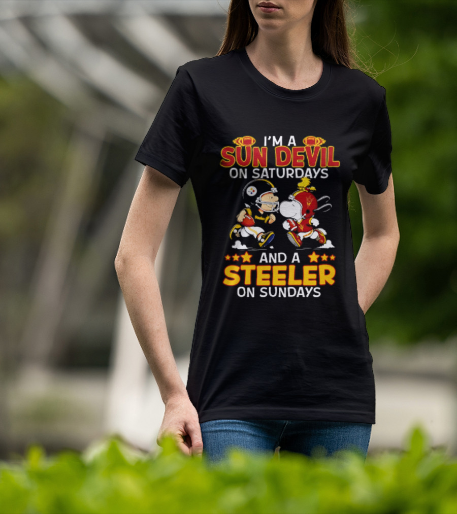 I'm A Sun Devil On Saturdays And A Steeler On Sundays Peanuts Football T-Shirt
