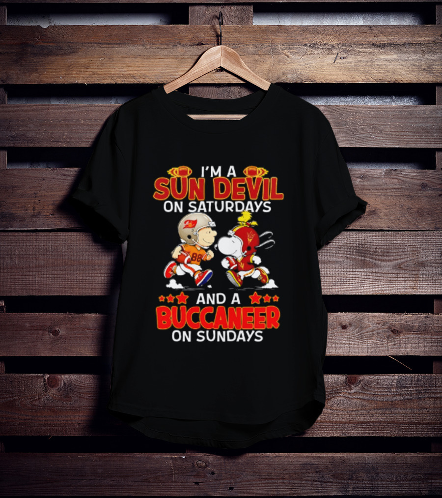 I'm A Sun Devil On Saturdays And A Buccaneer On Sundays Peanuts Characters Football Fan T-Shirt