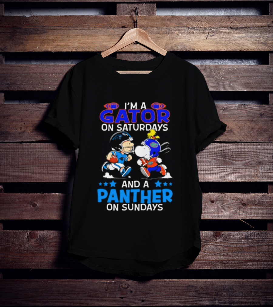 Peanuts I'm A Gator On Saturdays And A Panther On Sundays Football T-Shirt