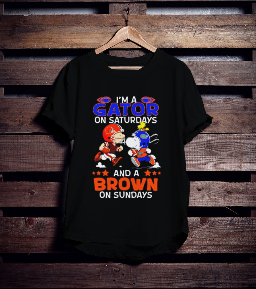 Gator On Saturdays Brown On Sundays Peanuts Football Fan T-Shirt