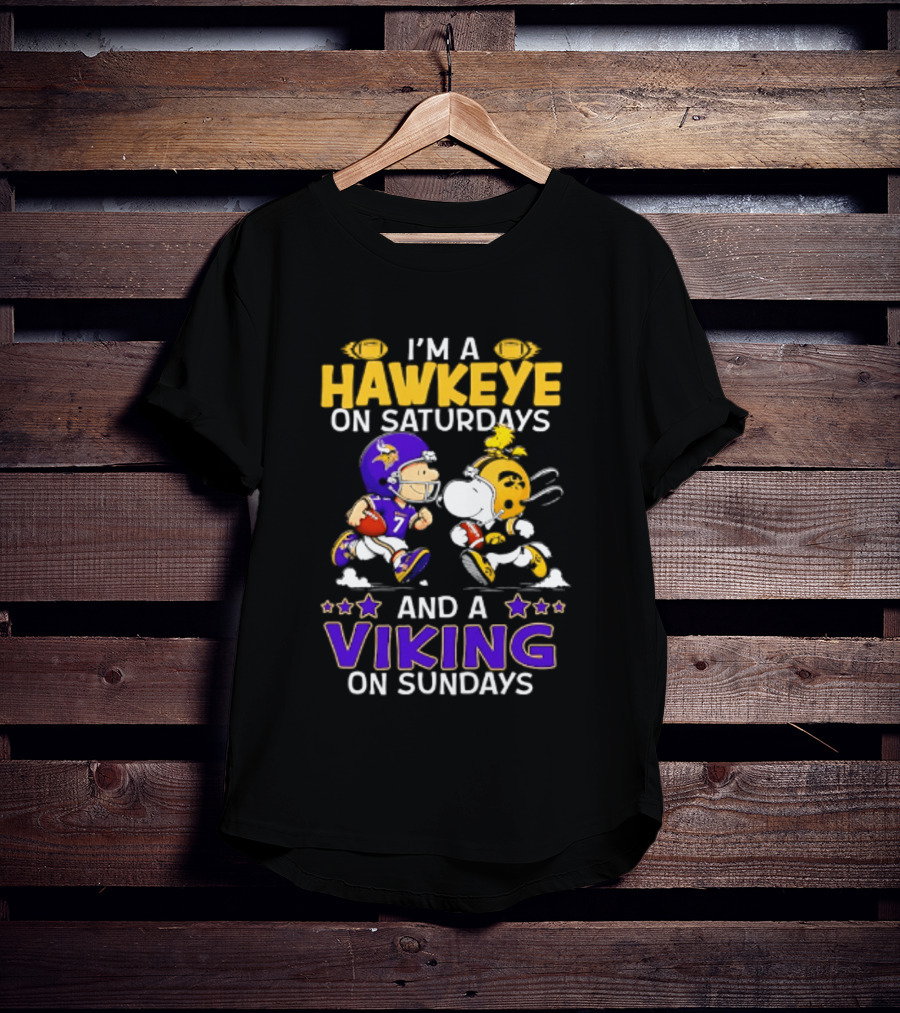 I'm A Hawkeye On Saturdays And A Viking On Sundays Peanuts Mashup T-Shirt