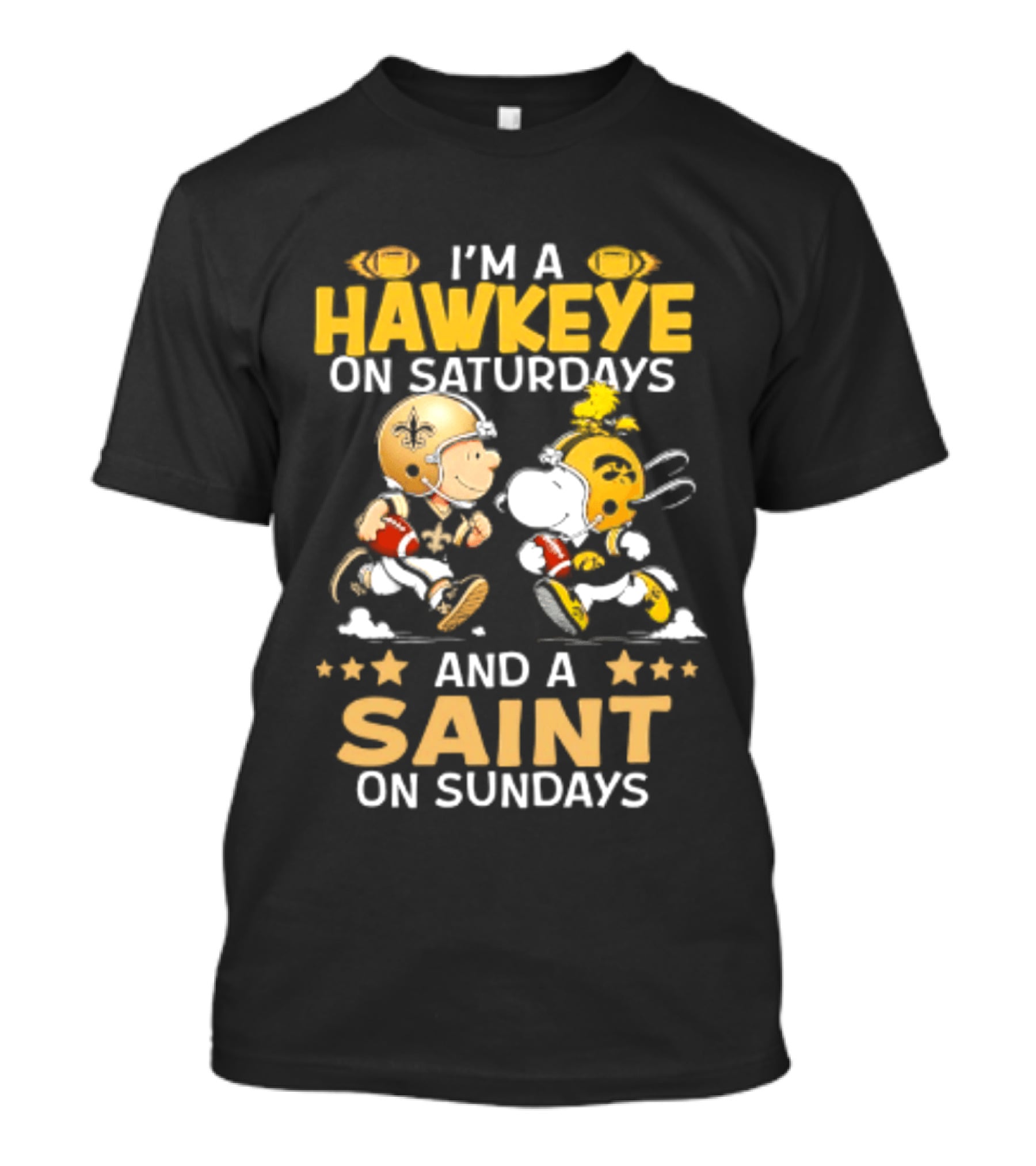 Peanuts I'm A Hawkeye On Saturdays And A Saint On Sundays T-Shirt