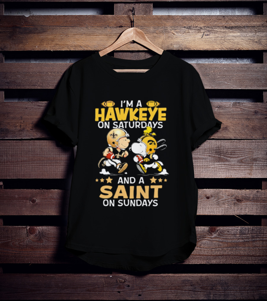 Peanuts I'm A Hawkeye On Saturdays And A Saint On Sundays T-Shirt