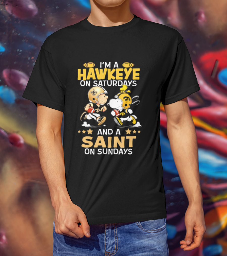 Peanuts I'm A Hawkeye On Saturdays And A Saint On Sundays T-Shirt
