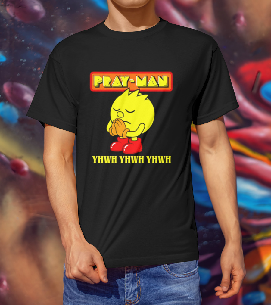 Pray Man YHWH Spiritual Pac Man Symbolism T-Shirt