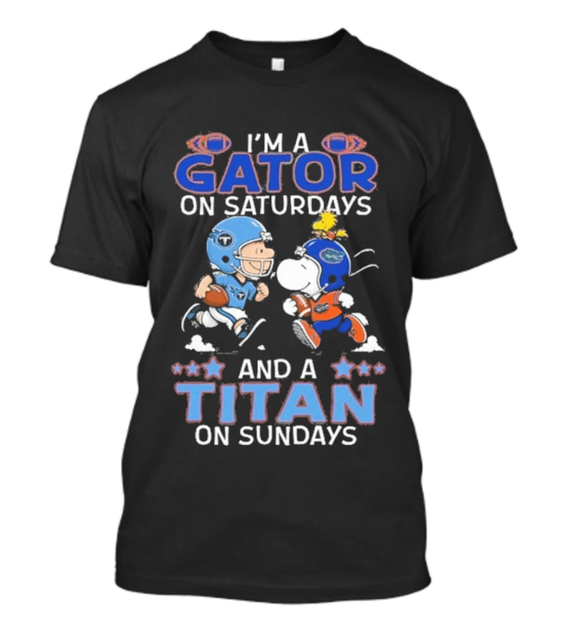 Charlie Brown Snoopy Gator Saturdays Titan Sundays Football T-Shirt