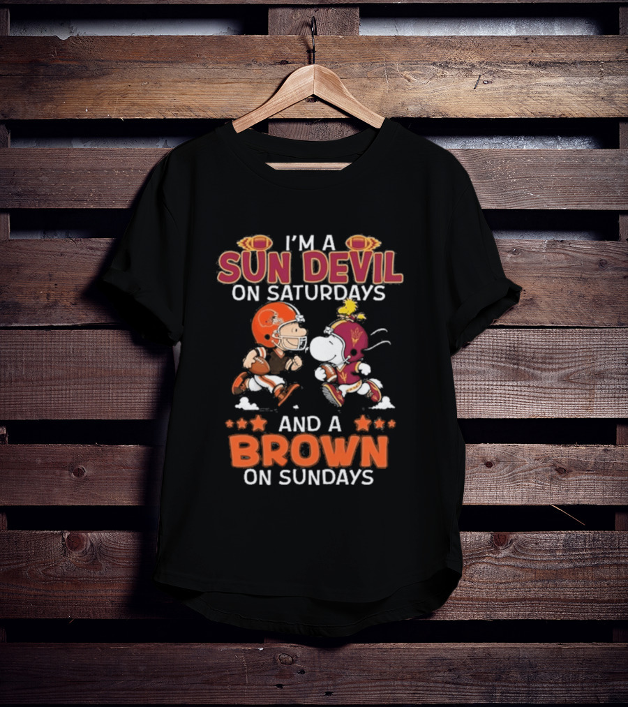 Charlie Brown Snoopy Sun Devil Saturdays Brown Sundays Football T-Shirt