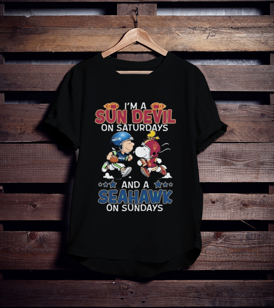 I'm A Sun Devil On Saturdays And A Seahawk On Sundays Charlie Brown Snoopy T-Shirt