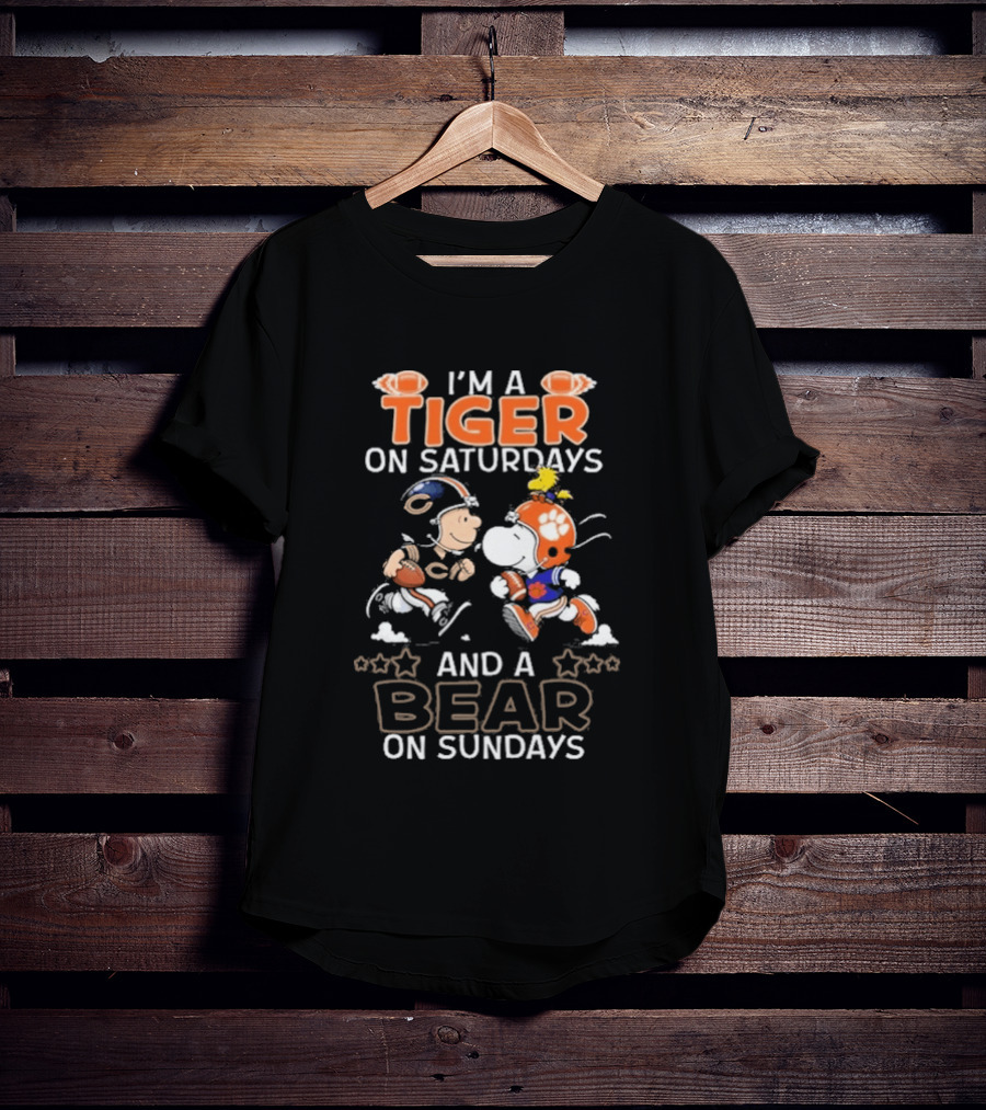Charlie Brown Snoopy Tiger Saturdays Bear Sundays Football T-Shirt
