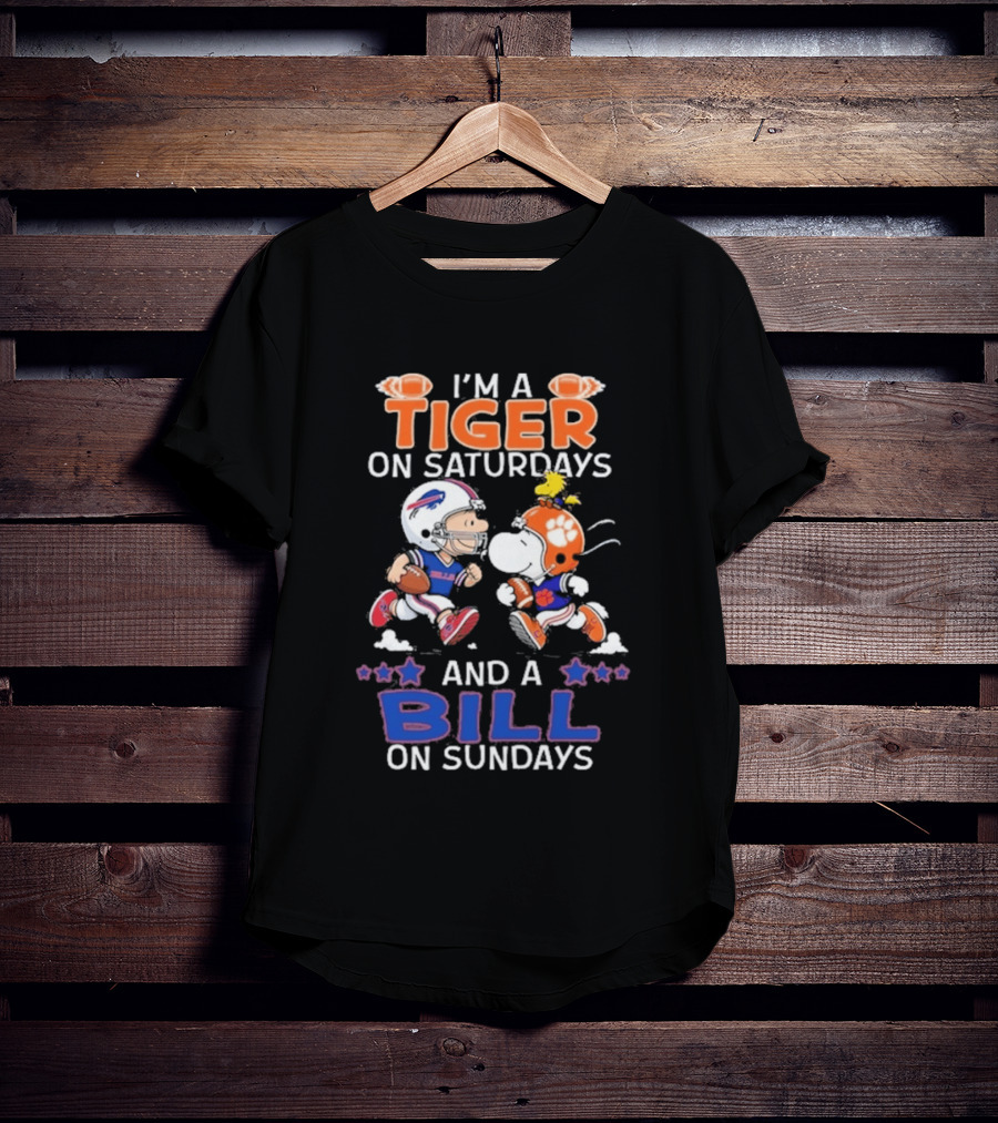 Charlie Brown Snoopy Tiger Saturdays Bill Sundays T-Shirt