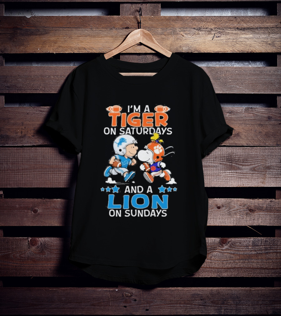 I'm A Tiger On Saturdays And A Lion On Sundays Featuring Snoopy And Charlie Brown Football T-Shirt