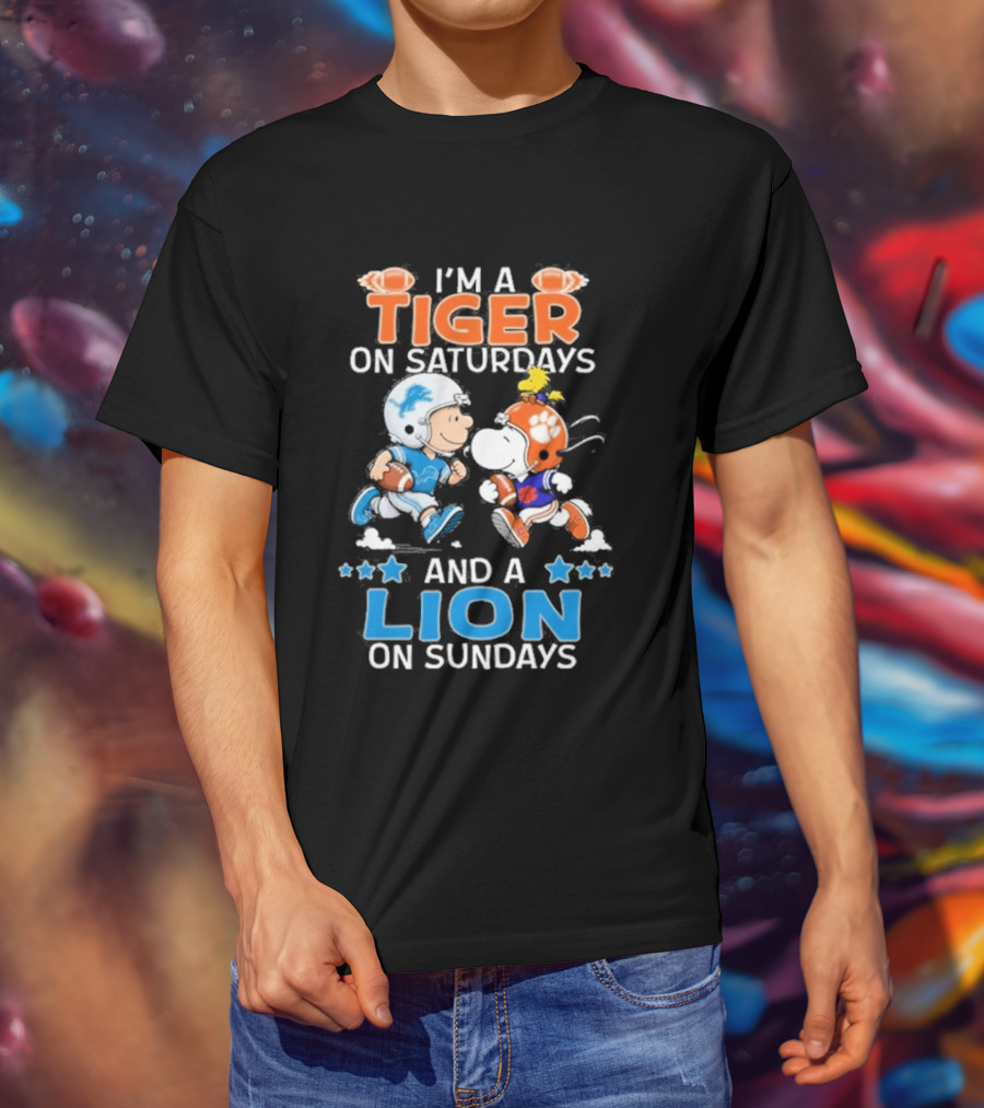 I'm A Tiger On Saturdays And A Lion On Sundays Featuring Snoopy And Charlie Brown Football T-Shirt